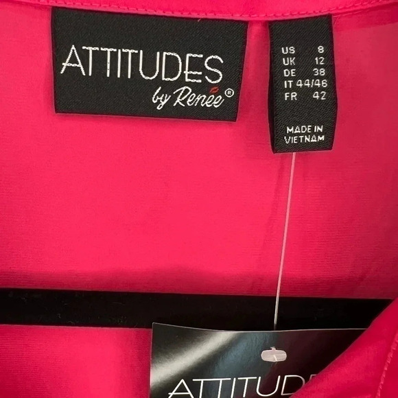 Women’s Attitudes by Renée Hot Pink Silky Blouse - Size 8, Lightweight & Flowy - Picture 4 of 5